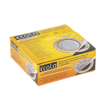 Светильник встраиваемый GX53 H4 LD5313 Ecola Glass Стек. Круг грань зол на бел.SG53RCECH *10/30