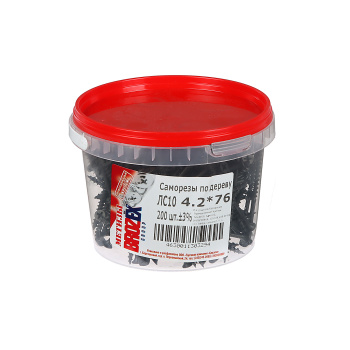 Саморезы по дереву BROZEX ВЕДРО 4,2*76 крупная резьба (200шт) *6