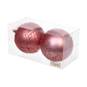 Новогодние шары 10 см (набор 2 шт) "Загадочная мечта", розовое золото