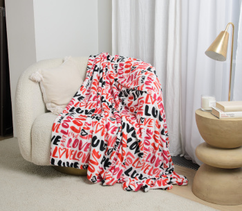 Плед 180x200см микрофибра Bright love бело-красный Casa Conforte *1 *