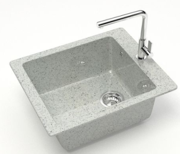 Мойка из искусственного камня квадратная светло-серая глянцевая Линди Z8Q10 (500х425х195) *1