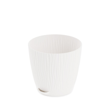 Кашпо пластм. "Флис" 0,75л d верха 115мм h110мм с поддоном, прикорн.полив Белый М8426 *1/24