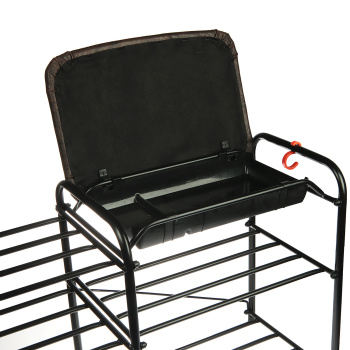 Подставка для обуви металл. "Альфа 33" 3-х ярусная 890х300х480мм с Мягк.Сид.+Ящик Черн.ПДОА33СЯ Ч *1