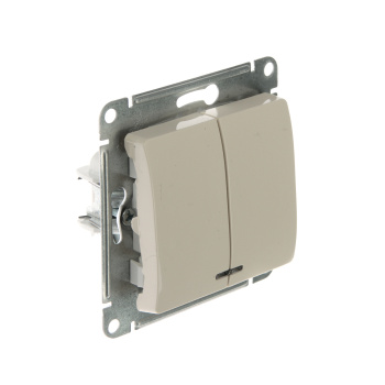 Механизм выключателя "Glossa" 2-кл. беж. с подсветкой GSL000253 *1/20