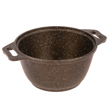 Кастрюля алюм. литая а/приг. Kukmara "Мраморная" кофейный 1,0л Стекл. кр. кмк12а (Кукмор) *1/3