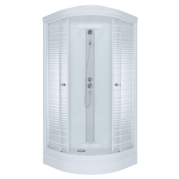 Кабина душевая 90х90х215 см Triton, низкий поддон, стекло полосы, белый