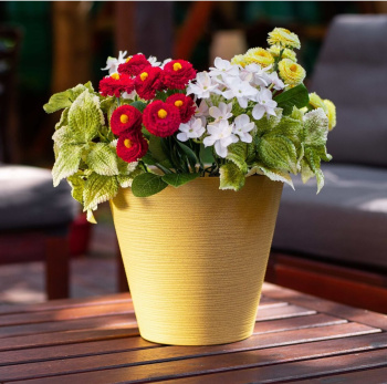 Кашпо пластм. "Конус Эко" 3л d верха190мм h170мм,съем дрен.решетка Горчичный "5plast.ru" *1/13