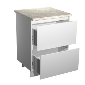 Шкаф напольный 600х850х600 мм BROZEX-WOOD Стиль, с двумя ящиками, белый