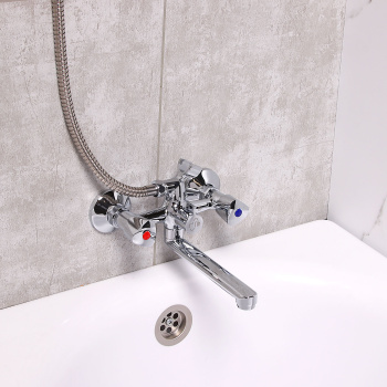Смеситель для ванны Milardo Tring, длинный излив, двухвентильный, с лейкой