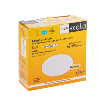 Светильник встраив. Ecola Круглый даунлайт с драйвером 18W 4.2K 120x30 DFRV18ELC *1/20