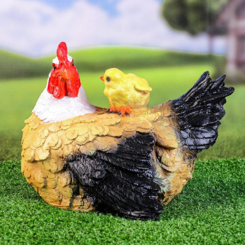 Садовая фигура "Курица наседка с цыплятами" пестрая 30х25см   3242425