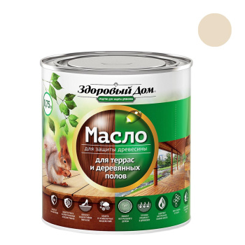 Масло для террас и деревянных полов Здоровый Дом Слоновая кость 0,75 л *1/6/528