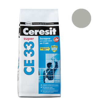 Затирка для швов 2 кг Церезит CE 33, серебристо-серый