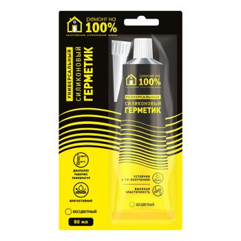 Герметик универсальный 80 мл Ремонт на 100%, силиконовый, бесцветный
