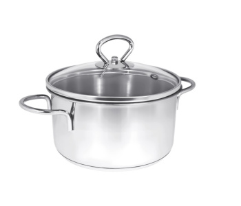 Кастрюля нерж. "Наше не заржавеет!" 1,9л d16см термораспред. дно, Стекл. кр. Н-1609ДСП4 *1/4