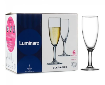 яяяНабор бокалов стекло Luminarc "Elegance" 6шт 170мл  д/шамп. P2505  *1/4 яяяНабор бокалов стекло Luminarc "Elegance" 6шт 170мл  д/шамп. P2505  *1/4