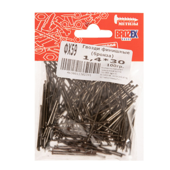 Гвозди финишные 1.4х30 мм BROZEX, 0.1 кг, бронза Гвозди финишные 1.4х30 мм BROZEX, 0.1 кг, бронза