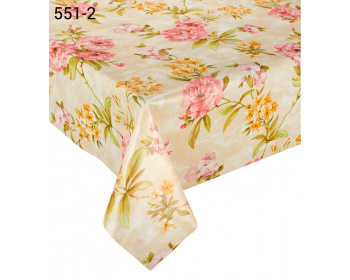 Клеёнка на нетканой основе "Мажор" "Камелии" на бежевом шир.1,35м 551/2 "Колорит" *20