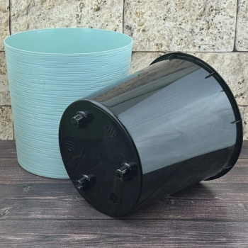 Кашпо пластм. "Вега" 10.2л d верха 250мм h250мм со вставкой Мята ВГ25-14*1/4