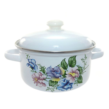 Кастрюля эмалированная 3,0л d200мм металл.кр.с пл.р.,об.нерж., с Деколью С-1512АП2/4 *1/4