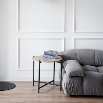 яяяСтол журнальный сервировочный столешница ЛДСП Дуб каньон+каркас МЕТАЛЛ ЧЕРНЫЙ*1